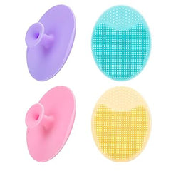 4 Pack Face Scrubber,JEXCULL Soft Silicone Facial Cleansing Brush Face Exfoliator Blackhead Acne Pore Pad Cradle Cap Face Wash Brush for Deep Cleaning Skin Care Retailxpres