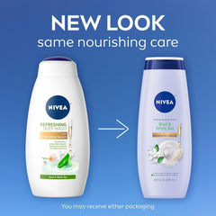 NIVEA Refreshing Basil and White Tea Body Wash with Nourishing Serum, Scented Body Wash for Women, Enriched with Provitamin B5 and Vitamin E, 20 Fl Oz Bottle Retailxpres