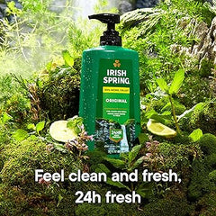 Irish Spring Original Moisturizing Body Wash for Men, 24-Hour Fresh, Face and Body Wash, Biodegradable Ingredients, Paraben Free, Cool Fresh Scent, 30 fl oz Pump Bottle Ifelshop