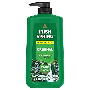 Irish Spring Original Moisturizing Body Wash for Men, 24-Hour Fresh, Face and Body Wash, Biodegradable Ingredients, Paraben Free, Cool Fresh Scent, 30 fl oz Pump Bottle Retailxpres