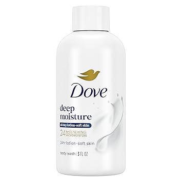 Dove Body Wash Deep Moisture for 24hr Lotion-Soft Skin Moisturizing Skin Cleanser with No Sulfates No Parabens 3 oz Retailxpres