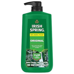 Irish Spring Original Moisturizing Body Wash for Men, 24-Hour Fresh, Face and Body Wash, Biodegradable Ingredients, Paraben Free, Cool Fresh Scent, 30 fl oz Pump Bottle Retailxpres