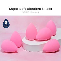 AOA Studio Collection makeup Sponge Set Latex Free and High-definition Set of 6 makeup Wonder blender For Powder Cream and Liquid, Super Soft Wonder Beauty Cosmetic Retailxpres