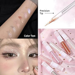 6Pcs Liquid Glitter Eyeshadow Eyeliner, Korean Makeup, Bling Under Eye Shadow, Shimmer Eye Make Up Valentine's Gift Set,Long Lasting,Quick Drying & Pigmented Loose Glitter Glue for Crystals Makeup Retailxpres