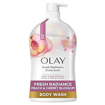Olay Body Wash for Women, Fresh Radiance, Refreshing & Renewing, Made with Plant Based Cleansers, B3 Botanical Complex, For All Skin Types, Peach & Cherry Blossom Scent, 33 fl oz Retailxpres