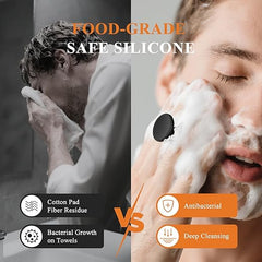 VWMYQ Silicone Face Scrubber for Men, Gentle Exfoliator Pad & Massager, Facial Cleansing Brush Silicone Face Wash Brush Removes Dead & Dry Skin (Black) Retailxpres