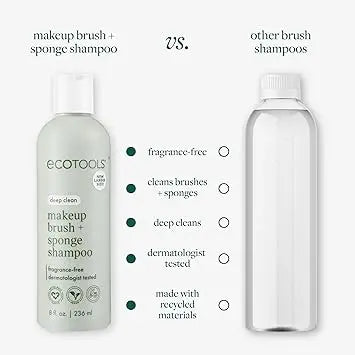 EcoTools Cleanser Shampoo for Makeup Brush/Sponge/Puffs, Remove Makeup & Impurities, Fragrance-Free, No Harsh Chemicals, Vegan & Cruelty-Free, 6 fl.oz./177 ml, 1 Count Retailxpres