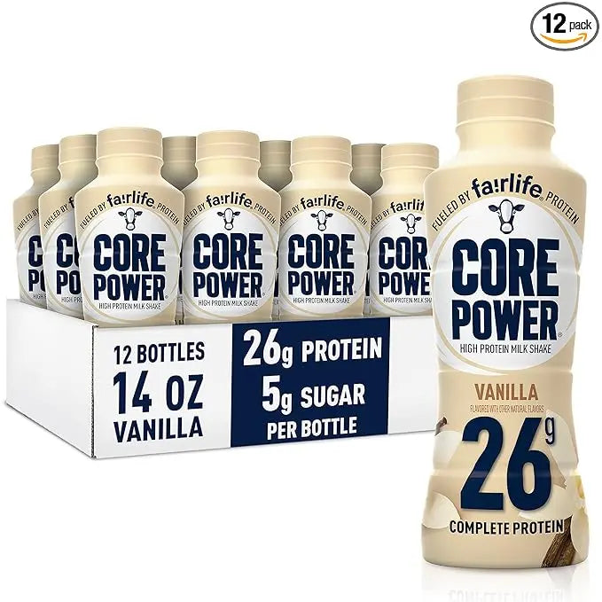 Core Power Protein Shake, Vanilla, 26g Bottle, 14oz, 12 Pack Retailxpres