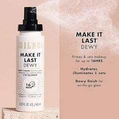 Milani Make It Dewy Setting Spray 3 in 1- Hydrate + Illuminate + Set (2.03 Fl. Oz.) Makeup Finishing Spray - Makeup Primer & Hydrating Setting Spray Retailxpres