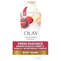 Olay Body Wash for Women, Fresh Radiance, Refreshing & Renewing, Made with Plant Based Cleansers, B3 Botanical Complex, For All Skin Types, Black Cherry & Vanilla Scent, 22 fl oz Retailxpres
