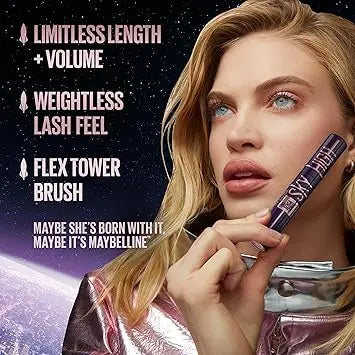 Maybelline Lash Sensational Sky High Washable Mascara Makeup, Volumizing, Lengthening, Defining, Curling, Multiplying, Buildable Formula, Blackest Black, 1 Count Retailxpres