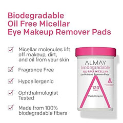 Almay Biodegradable Makeup Remover Pads, Micellar Gentle, Hypoallergenic, Fragrance-Free, Dermatologist & Ophthalmologist Tested, 120 Count Retailxpres