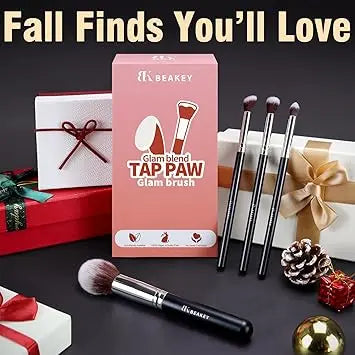 BEAKEY Makeup Brushes Set, Professional Foundation Eyeshadow Concealer Blush Powder Bronzer Applicator, 2 Blender Sponge with Beauty Paper Case Retailxpres