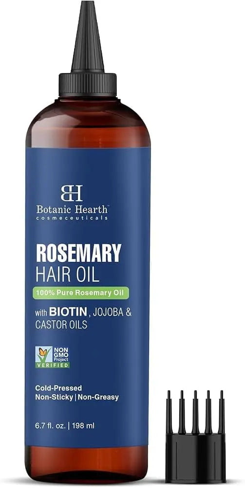 Botanic Hearth 100% Pure Rosemary Oil for Hair Growth (6.7 fl oz)| Infused with Biotin, Jojoba & Castor Oil IFELSHOP