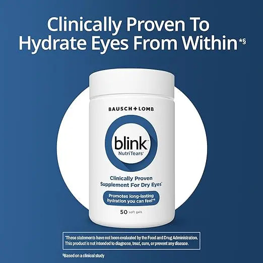 BLINK NutriTears Clinically Proven Supplement for Dry Eyes, 50 Softgels, Eye Care Supplement to Hydrate Eyes from Within for Long Lasting Relief You Can Feel Retailxpres