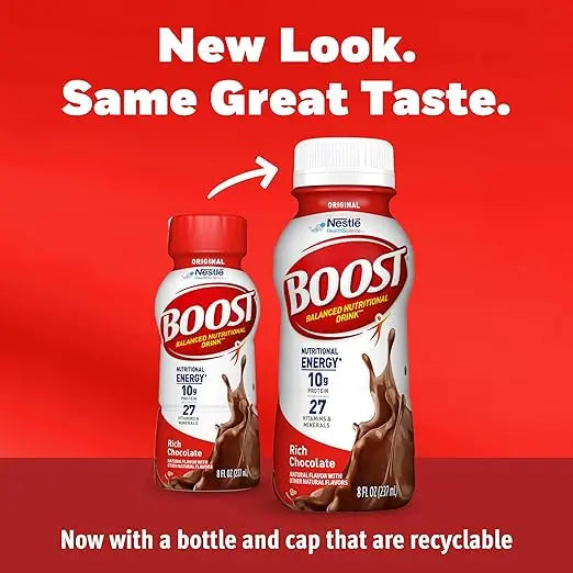 BOOST Original Ready to Drink Nutritional Drinks, Rich Chocolate, 8 Fl Oz Bottles (Pack of 24) Retailxpres