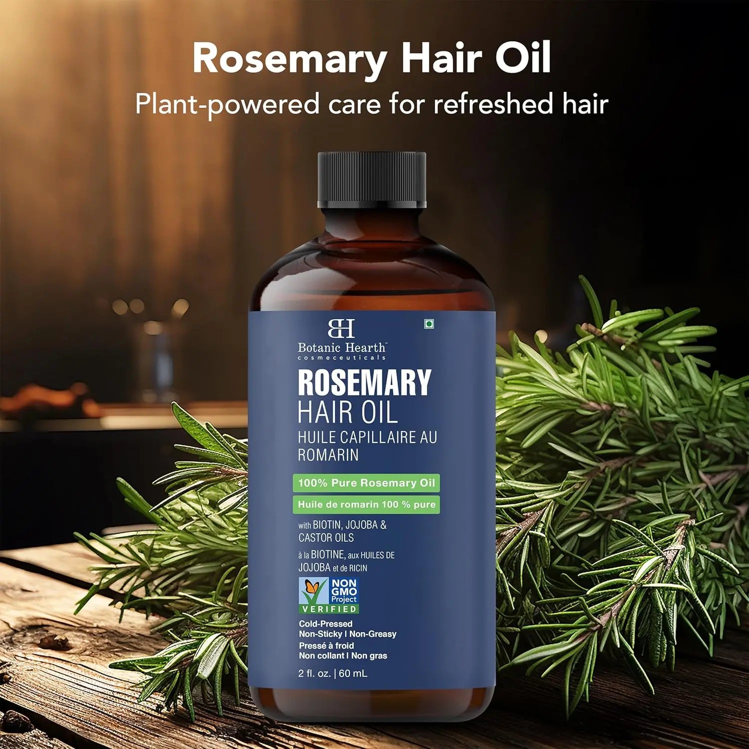 Botanic Hearth 100% Pure Rosemary Oil For Hair Growth | Infused with Biotin, Jojoba & Castor Oil | Hair Oil Repairs Dry Damaged Hair, Strengthening, Healthier - Hair Tonic, 2 fl oz Ifelshop