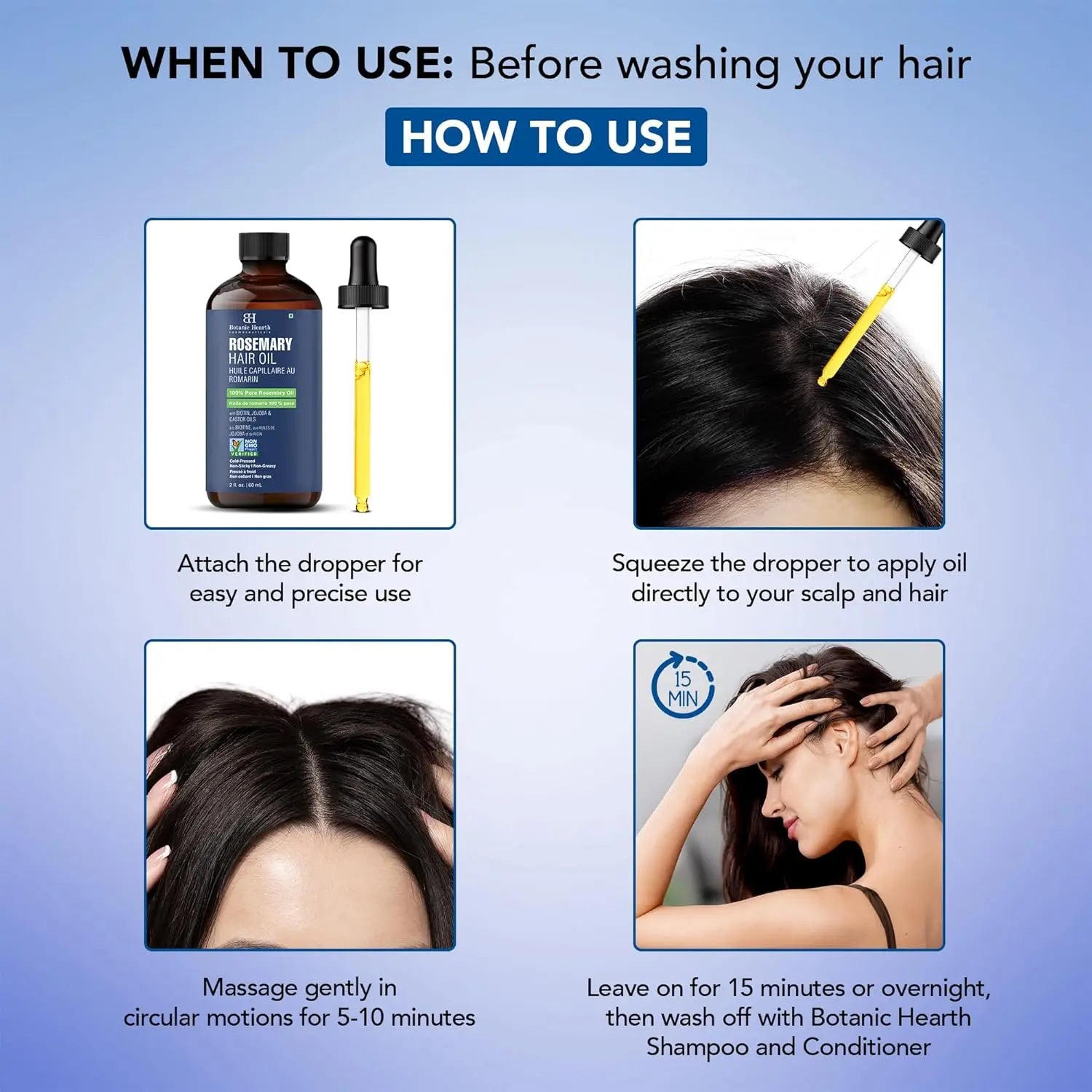 Botanic Hearth 100% Pure Rosemary Oil For Hair Growth | Infused with Biotin, Jojoba & Castor Oil | Hair Oil Repairs Dry Damaged Hair, Strengthening, Healthier - Hair Tonic, 2 fl oz Ifelshop