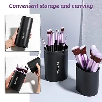 BS-MALL Makeup Brushes Premium Synthetic Foundation Powder Concealers Eye Shadows 14 Pcs Purple for Makeup Beginner or Professional with Travel Case Retailxpres