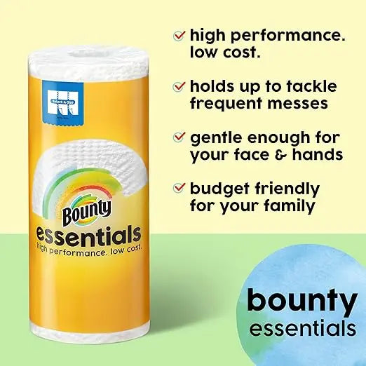 Bounty Essentials Select-A-Size Paper Towels, White, 2 Triple Rolls = 6 Regular Rolls Retailxpres