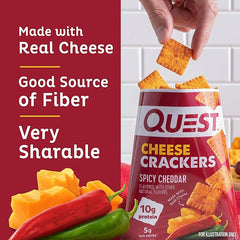 Quest Nutrition Cheese Crackers, Spicy Cheddar Blast, 10g of Protein, Low Carb, Made with Real Cheese, 12 Count (1.06 oz bags) Retailxpres