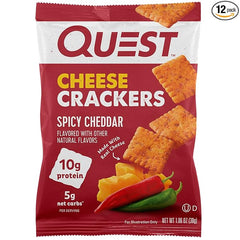 Quest Nutrition Cheese Crackers, Spicy Cheddar Blast, 10g of Protein, Low Carb, Made with Real Cheese, 12 Count (1.06 oz bags) Retailxpres