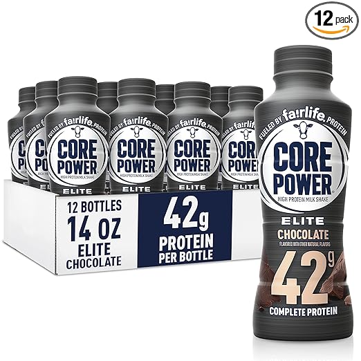 Core Power Elite High Protein Shake, Chocolate, 42g Bottle, 14oz, 12 Pack Retailxpres