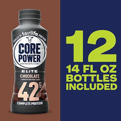 Core Power Elite High Protein Shake, Chocolate, 42g Bottle, 14oz, 12 Pack Retailxpres