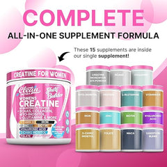 Creatine for Women | Creatine Monohydrate + BCAA Powder Myo-Inositol Collagen Biotin Hyaluronic Acid Folate L Glutamine Vitamin D3 Iron Zinc D-Chiro-Maca Digestion Shelf Builder by Clean Nutra Retailxpres