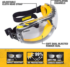 DEWALT DPG82 Safety Goggles for Industrial and DIY Use – Fog-Free Clear Lens