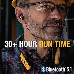 DeWalt magnetic secure neckband earbuds jobsite headphones heavy duty bluetooth headset