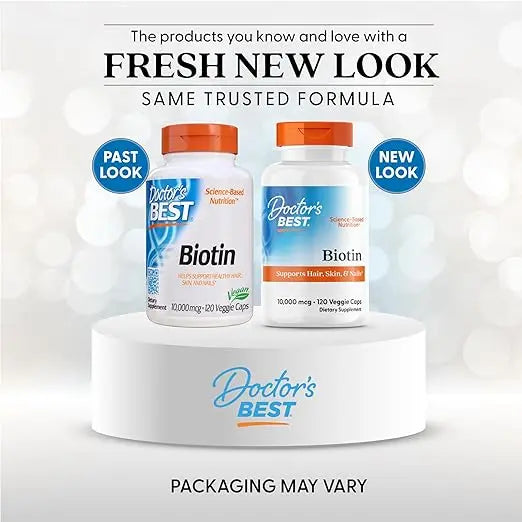 Doctors Best Biotin, Supports Hair, Skin, & Nails, Non-GMO, Gluten Free, Soy Free, Vegan 120 Veggie Caps Retailxpres
