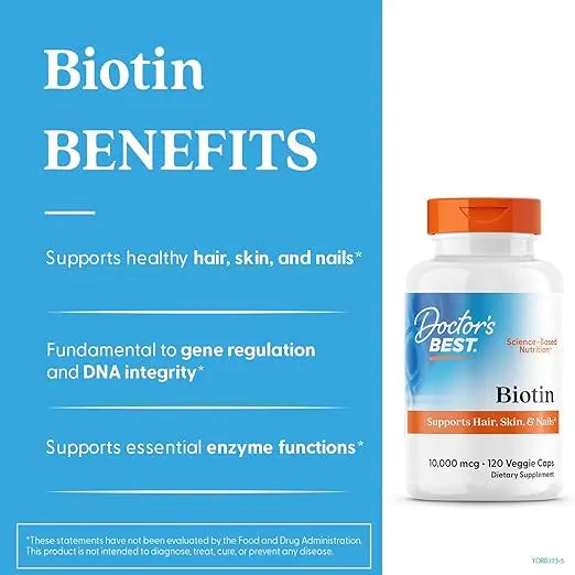 Doctors Best Biotin, Supports Hair, Skin, & Nails, Non-GMO, Gluten Free, Soy Free, Vegan 120 Veggie Caps Retailxpres