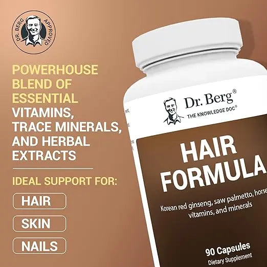Dr. Berg All-in-One Vitamins for Hair, Skin, & Nails - Advanced Formula with Biotin, Saw Palmetto, DHT Blocker, & Trace Minerals - 90 Veg Capsules Retailxpres