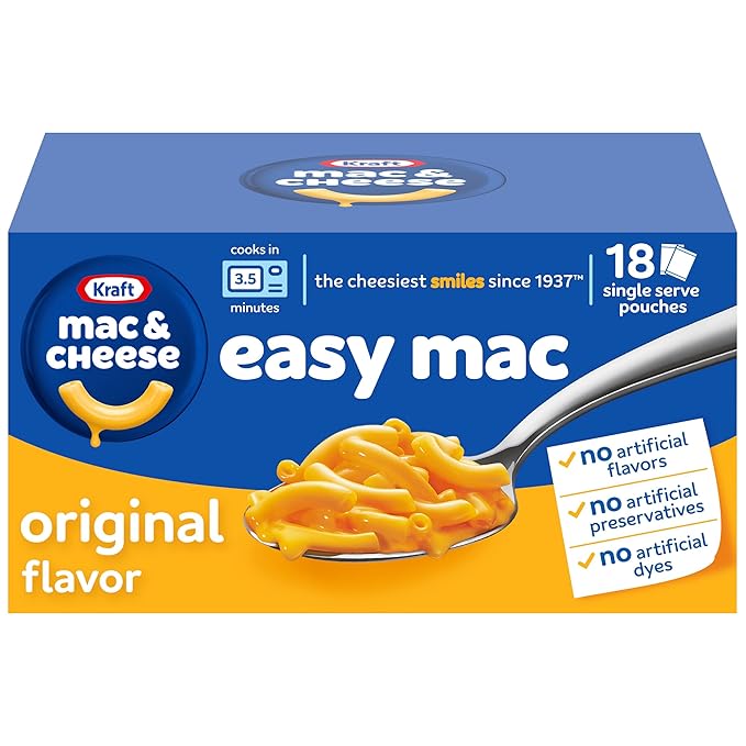 Kraft Easy Mac Original Mac & Cheese Macaroni and Cheese Dinner Microwavable Dinner, 18 ct Packets Retailxpres