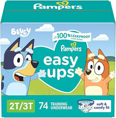 Pampers Training Pants - Easy Ups Boys & Girls Bluey - Size 2T-3T, 74 Count, Children's Potty Underwear (Packaging May Vary) Retailxpres