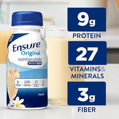 Ensure Original Vanilla Nutrition Shake with Fiber| Meal Replacement Shake | Ready To Drink | 9g Protein, 27 Vitamins and Minerals | 8 fl oz - 24 Pack Retailxpres
