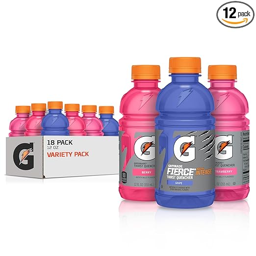 Gatorade Thirst Quencher, Grape Berry, Strawberry Variety Pack, 12 Fl Oz (Pack of 18) Retailxpres
