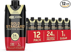 Optimum Nutrition Gold Standard Protein Shake, 24g Protein, Ready to Drink Protein Shake, Gluten Free, Vitamin C for Immune Support, Vanilla, 11 Fl Oz, 12 Count (Pack of 1) (Packaging May Vary) Retailxpres