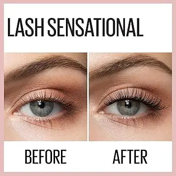 Maybelline Lash Sensational Washable Mascara, Lengthening and Volumizing for a Full Fan Effect, Blackest Black, 1 Count Retailxpres