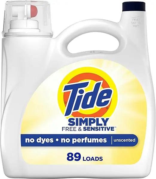 Tide Simply Liquid Laundry Detergent, Free & Sensitive, 89 Loads, 117 oz, Tide Liquid Laundry Detergent, Laundry Soap Retailxpres