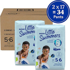 Huggies Little Swimmers Disposable Swim Diapers, Size 5-6 (32+ lbs), 34 Ct (2 packs of 17), Packaging May Vary Retailxpres