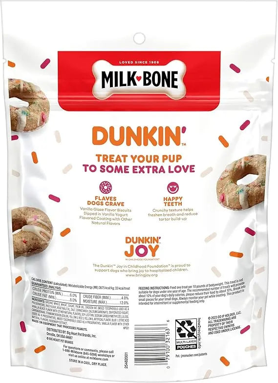 Milk-Bone Dunkin' Vanilla Glaze Flavor Dog Biscuits with Other Natural Flavors, 8 oz Bag Retailxpres
