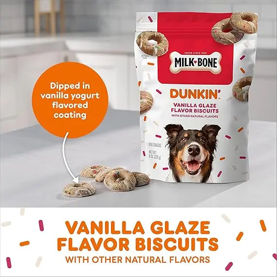 Milk-Bone Dunkin' Vanilla Glaze Flavor Dog Biscuits with Other Natural Flavors, 8 oz Bag Retailxpres