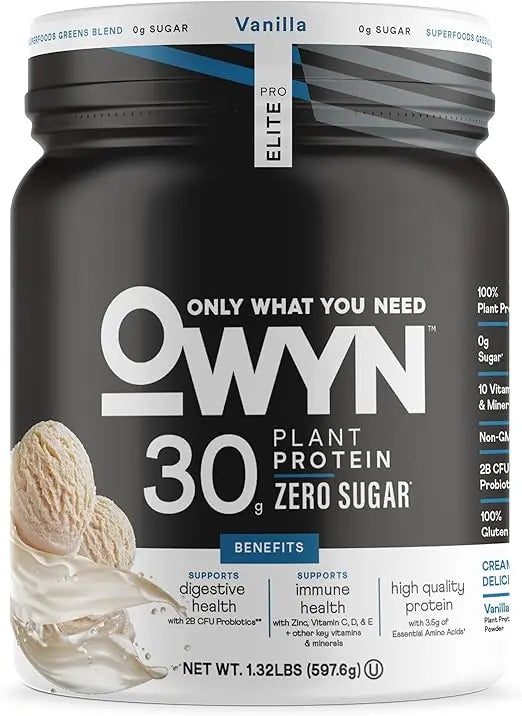 OWYN Only What You Need Pro Elite High Protein Powder, 30g Vegan Protein for Workout Recovery, Delicious Smooth Taste, Zero Sugar, Low Net Carbs, Vanilla, 12 Servings (1.32 LB) Retailxpres