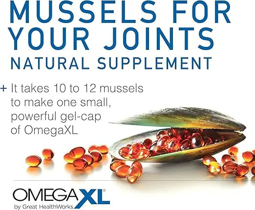 OmegaXL Joint Support Supplement - Natural Muscle Support, Green Lipped Mussel Oil, Soft Gel Pills, Drug-Free, 300 Count Retailxpres