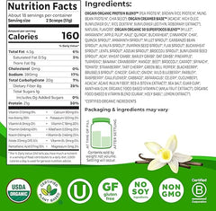 Orgain Organic Vegan Protein + 50 Superfoods Powder, Vanilla Bean - 21g Plant Based Protein, 8g Prebiotic Fiber, No Lactose Ingredients, Gluten Free, No Added Sugar, Non-GMO, 2.02 lb Retailxpres