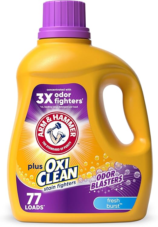 ARM & HAMMER Plus OxiClean Odor Blasters Fresh Burst, 77 Loads Liquid Laundry Detergent, 100.5 Fl oz Retailxpres