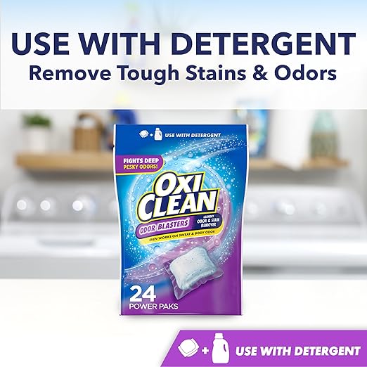 OxiClean Odor Blasters Odor and Stain Remover Laundry Power Paks, 24 Ct Retailxpres