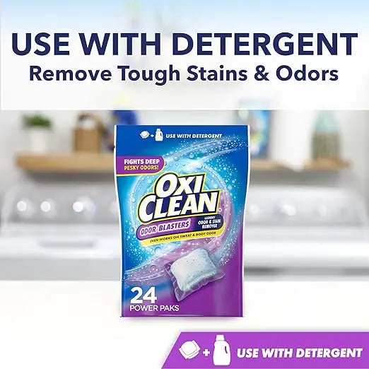 OxiClean Odor Blasters Odor and Stain Remover Laundry Power Paks, 24 Ct Retailxpres